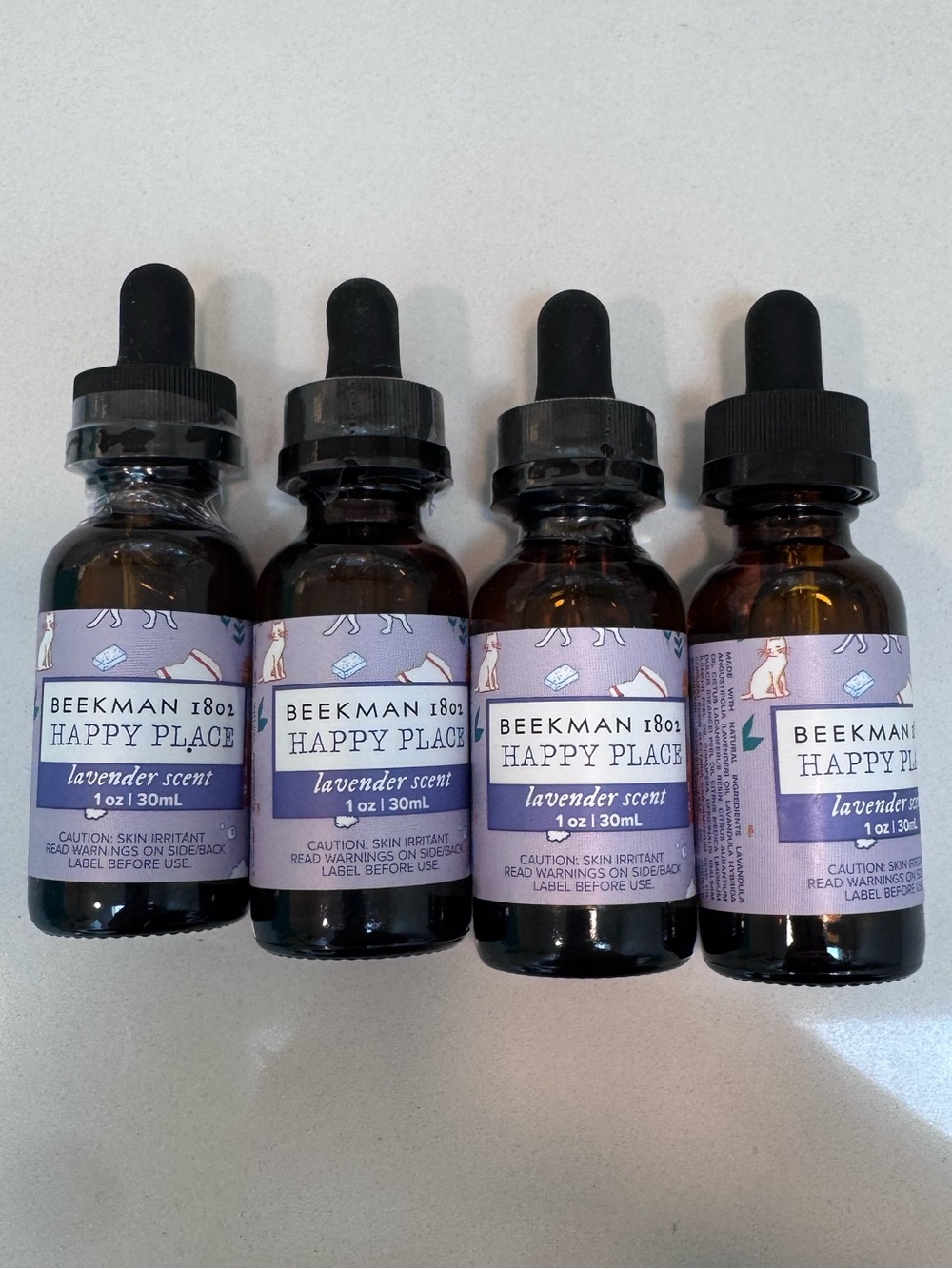 Beekman 1802 Happy Essential Oils set of 4 Large One Once with Dropper Set of 4